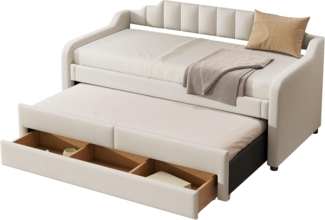 Odikalo Schlafsofa Tagesbett Gästebett polster Rollcontainer Schubladen 90x200cm(190cm)