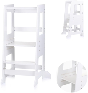 Chipolino Kinder Lernturm Stehhilfe Holz Tritthocker Trittstufe höhenverstellbar weiß