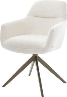 Drehstuhl Pejo-Flex Bouclé Soft Beige Kreuzgestell breit Effektfinish Titan 360° drehbar Wippfunktion Taschenfederkern