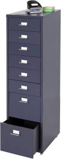 Rollcontainer Boston T851, Schubladenschrank Stahlschrank, 110x28x41cm 8 Schubladen ~ dunkelgrau