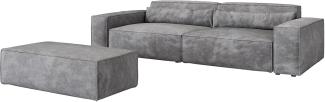 Big-Sofa Sirpio XL 270x130 cm Mikrofaser Taupe mit Hocker