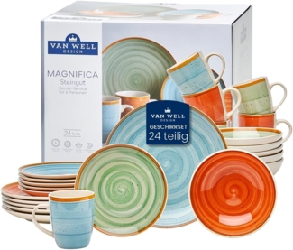 24tlg. Geschirrset Magnifica I Kombiservice I 6 Pers. I Becher + Müsli+ Teller + Essteller