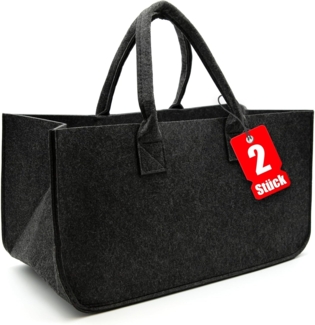 BigDean Aufbewahrungstasche 2x Filztasche in Anthrazit für Kaminholz oder als Shopper verwendbar (2-tlg)