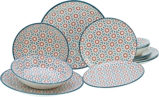 CreaTable, 17837, Serie Stella, Geschirrset, Teller Set 12 teilig Bunt