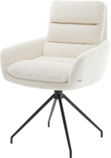 Esszimmerstuhl Abelia-Flex mit Armlehnen Bouclé Weiß Kreuzgestell konisch Schwarz