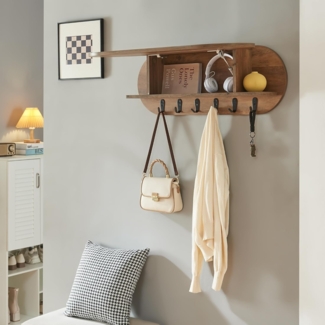 Wandgarderobe Vilkön mit Ablagefach 80x16x30 cm Walnussoptik [en. casa]