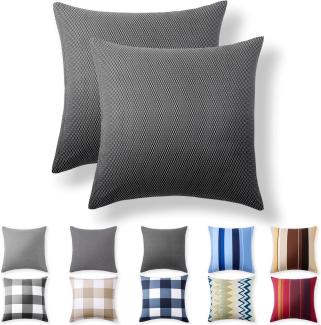 Alreya 2er-Set Renforcé Kissenbezug 40x40 cm - 100% Baumwolle mit YKK Reißverschluss, Superweicher Kopfkissenbezug 40x40, Kissenhülle, Schwarze/Graue Diamanten, nur Kissenbezug