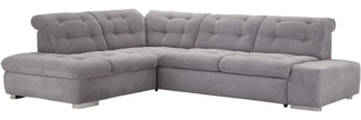 Cavadore Ecksofa Pales mit Kopfteilverstellung, Polsterecke im modernen Design, 280x75-84x227, Softstruktur Grau