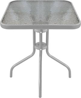 Bistrotisch Balkontisch Gartentisch Terrassentisch Glastisch silber 60x60 cm