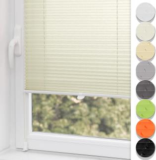 Plisseerollo ohne Bohren Klemmfix 100x120cm(BxH) Beige Jalousie Sonnenschutz Easyfix Faltrollo Lichtdurchlässig Rollo für Fenster & Tür