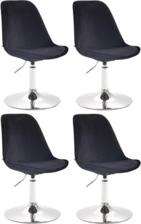 CLP 4er Set Esszimmerstühle Maverick Samt drehbar und stufenlos verstellbar,schwarz chrom