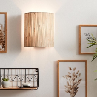 Lightbox Wandleuchte, ohne Leuchtmittel, Wandspot mit Seegras Schirm, 26 x 23 cm, dimmbar, E27 max. 52W