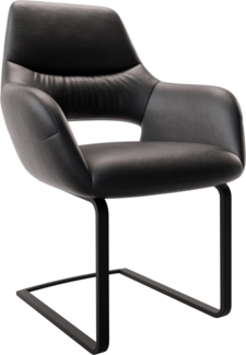 Freischwinger Yago-Flex mit Armlehnen Echt-Leder Schwarz Freischwinger flach Schwarz Taschenfederkern