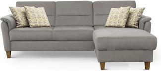 CAVADORE Schlafsofa Palera / Federkern-Ecksofa mit Schlaffunktion und Bettkasten / 244 x 89 x 163 / Mikrofaser-Bezug, Hellgrau