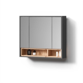 Livinity® Badezimmerspiegelschrank Temo, Anthrazit, 80 x 72 cm