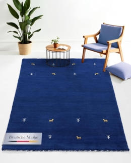 carpetfine Wollteppich Gabbeh Uni, rechteckig, Höhe: 15 mm, reine Wolle, handgewebt, Gabbeh Loom Tiermotiv, auch als Läufer