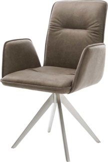 Esszimmerstuhl Vinja-Flex Mikrofaser Taupe Vintage Kreuzgestell kantig Edelstahl