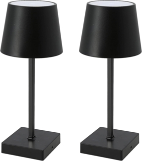HAC24 Nachttischlampe 2x Tischleuchte mit Touchfunktion Nachttischlampe Schreibtischlampe, LED fest integriert, Warmweiß, Aufladbar, Schwarz, Dimmbar