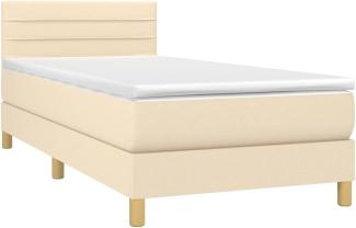 vidaXL Boxspringbett mit Matratze Creme 90x190 cm Stoff 3140662