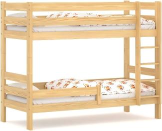 WNM Group 2in1 Etagenbett oder 2 Einzelbetten - Hochbett für Kinder Sophie - Stockbett mit Rausfallschutz und Lattenrost - Absturzsicherung Doppelstockbett - Jugendbett 80x180 cm - Kiefer