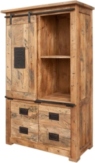 Massivmoebel24 Dreh-/Schwebetürenschrank (Schrank Mango 90 x 45 x 150 natur lackiert RAILWAY #113)