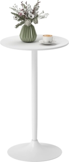 HOMCOM Bartisch Küchentisch für Wohnzimmer, Esszimmer (Esstsich, 1-St, Stehtisch), Stahl, Weiß, Ø60 x 102 cm