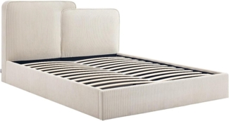Vente-unique - Bett mit Stauraum 160x200 cm – Cordvelours – Beige – NAYOLA