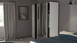 Dmora - Kleiderschrank 2 Türen Elina, Schlafzimmermöbel, Schrank, Garderobe, 182x61 h220 cm, Weiß und Schwarz