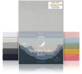 Laleni Premium Spannbettlaken 60x120-70x140 cm - Oeko-Tex Zertifiziert, 100% Baumwolle, atmungsaktives Spannbetttuch Jersey Baby, 150 g/m², Moonlight Grey - Grau