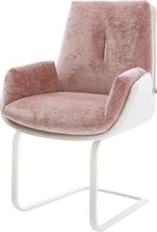 Freischwinger Clea-Flex Materialmix Echtleder Weiß-Rosé Freischwinger flach Weiß