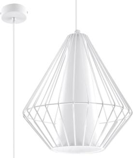 Pendelleuchte, Weiß, Stahl, Käfig-Design, H 100 cm