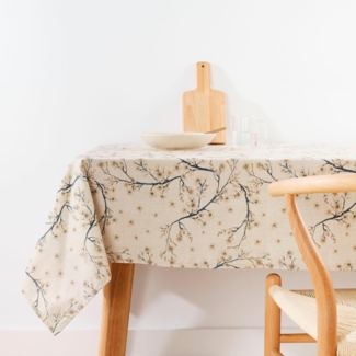 Belum 0120-328 Tischdecke, schmutzabweisend, Größe 200x155 cm, extraweich, Mehrfarbig, Stoff aus 100% Bio-Baumwolle, Modell 0120-328