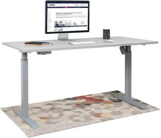 HighDesk SMART Höhenverstellbarer Schreibtisch (Silber + Grau I 120 x 80 cm) - Elektrischer Sitz- & Stehtisch mit Tischplatte - Stehschreibtisch Elektrisch Höhenverstellbar - von Krieg