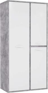 FORTE Canmore Kleiderschrank, Holzwerkstoff, Grau/Weiß, 99,5 x 201,5 x 52,2 cm