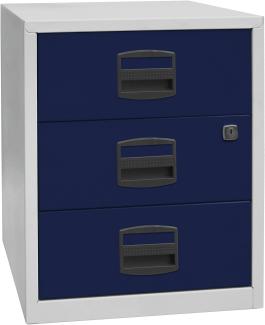 mobiler Beistellschrank PFA, 3 Universalschubladen, Farbe Korpus lichtgrau, Fronten oxfordblau