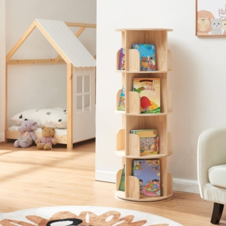 Drehbares Bücherregal Chasek 125x44 cm Kiefernholz Natur [en. casa]