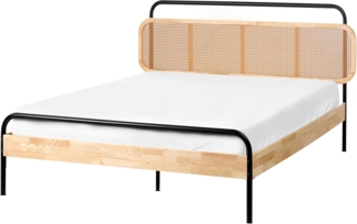 Bett mit Lattenrost Rattan BOUSSICOURT 140 x 200 cm Hellbraun