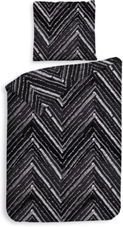 Heckett&Lane GOTS Flanell Bettwäsche Loretta mit Pailletten Motiv Schwarz 135x200 cm + 80x80 cm