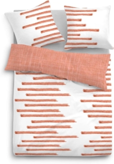 Tom Tailor Satin Wendebettwäsche Streifen, Größe 135x200/80x80 cm, rosé