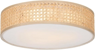 Qazqa Deckenleuchte Tromma, ohne Leuchtmittel, E27, Naturel, Orientalisch, Rattan, 3-flammig