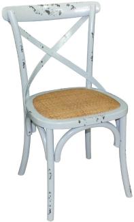 Esszimmerstühle Birke Rattan Antik blau