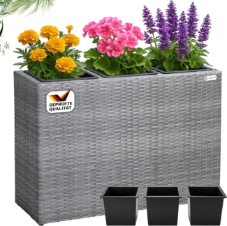 Blumentopf Pflanzkübel Polyrattanoptik Übertopf 83 x 30,5 x 60 cm Schwarz - Braun - Creme Grau