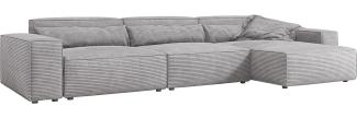 Ecksofa Sirpio XL 370x170 cm Cord Silbergrau Recamiere variabel