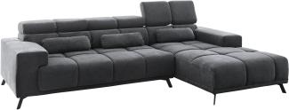 Ecksofa Ordino 285x200 Mikrofaser Schwarz Ottomane rechts elektrische Sitztiefenverstellung