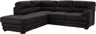 Mivano Ecksofa Royale / Zeitloses Schlafsofa in L-Form mit Bettfunktion, Stauraum, Ottomane und hohen Rückenlehnen / 246 x 90 x 230 / Lederoptik, schwarz