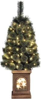 HOMCOM Künstlicher Weihnachtsbaum mit LED-Leuchten, 90 cm,mit Fernbedienung, 8 Licht-Modi, Tanne, für Weihnachten Deko, Indoor, Grün