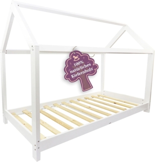 Puckdaddy 'Finn' Hausbett 90x200 cm, weiß, inkl. Rolllattenrost