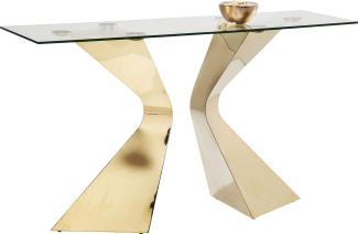 Kare Design Gloria Gold Konsole, Flurablage, Schmintisch gold, Konsole glas gold, Luxus Kosole, (H/B/T) 82 x 140 x 45 cm