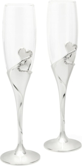 Zilverstad versilberte hochwertige glänzende Sektgläser Herz 2-teilig