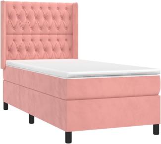 vidaXL Boxspringbett mit Matratze & LED Rosa 90x190 cm Samt 3139720